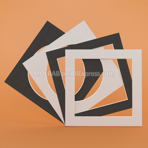White/Black Photo Mats Square Circle 8/10/12/14 inch Paperboard Mounts Textured Surface Picture Frames Passe-Partouts 12PCS/Lot ► Photo 1/6