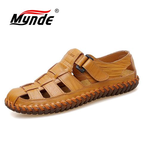 MYNDE Men Cow Leather Sandals Outdoor 2022 Summer Handmade Men Shoes Men Breathable Casual Shoes Footwear Walking Sandals ► Photo 1/6