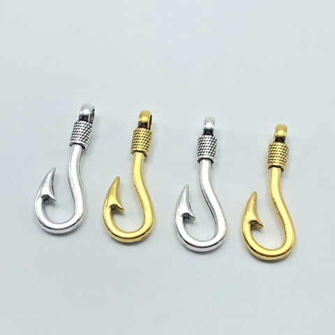 10pcs Charm fishing hook pendant for jewelry Making findings DIY handmade Necklace bracelet accessories Ornaments 13*37mm ► Photo 1/5