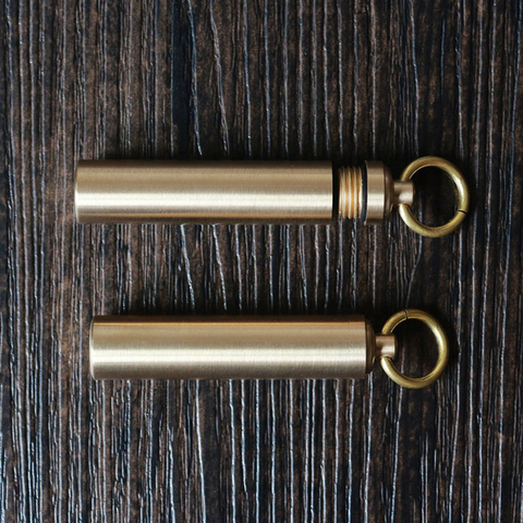 Brass Waterproof Canister Keychain Medicine Toothpick Bottle Outdoor Camping Small Tool ► Photo 1/6