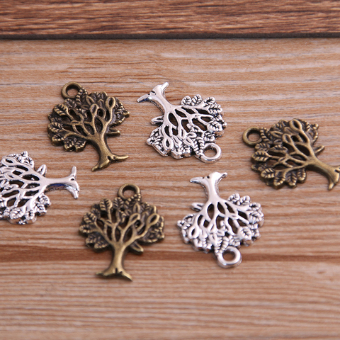 30PCS 16*21mm Plant Charms Tree Pendant Two Color DIY Retro Jewelry Bracelet Necklace Charms Pendant ► Photo 1/6