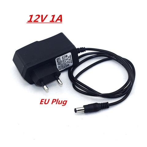 EU/US/UK/AU Plug Adapter AC 100-240V To DC 12V 1A 1000mA Power Supply 5.5mm x 2.1-2.5mm For 3528 Strip LED or other DC string ► Photo 1/5