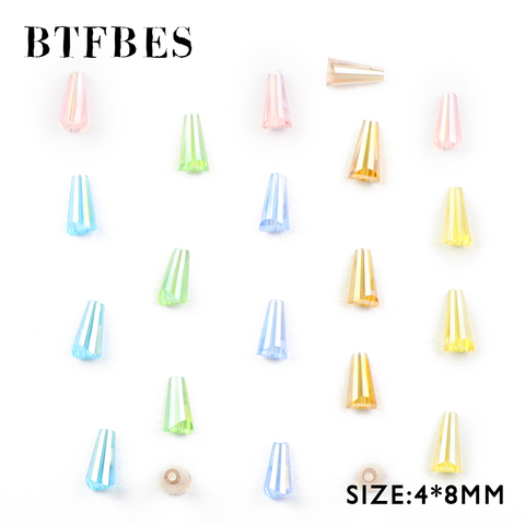 BTFBES Conical Czech Crystal Spacer Beads 4*8mm 70pcs AB Tower Shape Austrian Crystal Glass Loose Bead For Jewelry Bangle Making ► Photo 1/6