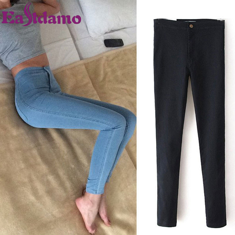 Eastdamo Slim Jeans For Women Skinny High Waist Jeans Woman Blue Denim Pencil Pants Stretch Waist Women Jeans Pants Plus Size ► Photo 1/6