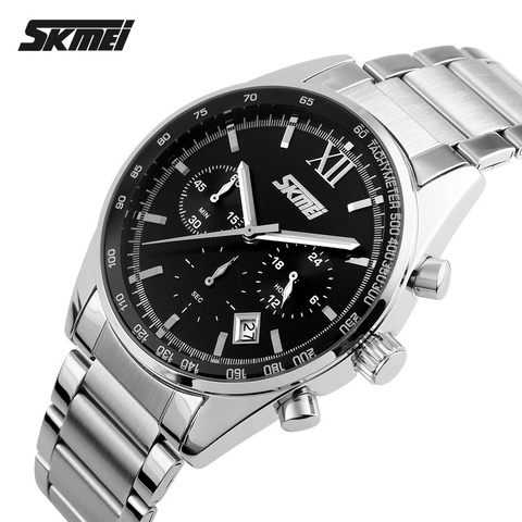 2022 Watches Men Luxury Top Brand SKMEI Full Stainless Steel Analog Display Fashion Men's Quartz Watch sport casual Wristwatch ► Photo 1/6