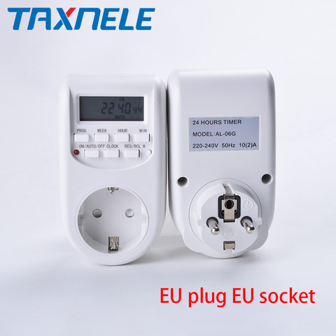 Weekly Programmable Electronic Digital Timer Switch Universal Socket Plug Timer Switch 220V 10A Europe Plug EU plug EU socket ► Photo 1/5