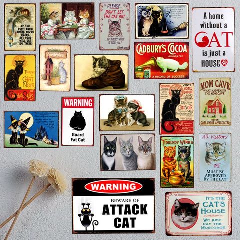 A Home Without Cat Is Just a House Metal Pet  Animal Tin Sign Vintage Plates For Wall Art Retro Decor 30X20CM A-5195B ► Photo 1/4