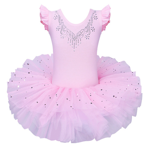 BAOHULU Girls Ballet Tutu Tulle Dress Sleeveless Gymnastics Leotard Diamond Pink Bow Pattern Ballet Leotard For Girl Ballerina ► Photo 1/6