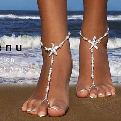 Starfish Barefoot Sandals hair clip pool Beach Wedding Bachelorette Party bridal shower bridesmaid Hawaiian summer decoration ► Photo 1/6