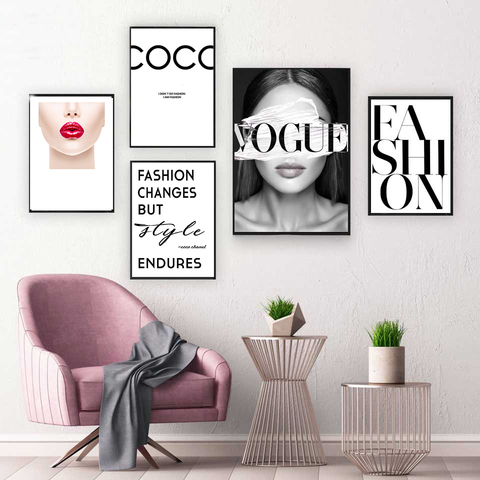 Fashion Vogue COCO Lips Sexy Girl Wall Art Canvas Poster Minimalist Print  Painting Wall Picture for Living Room Home Decor - Price history & Review, AliExpress Seller - Shop2932033 Store