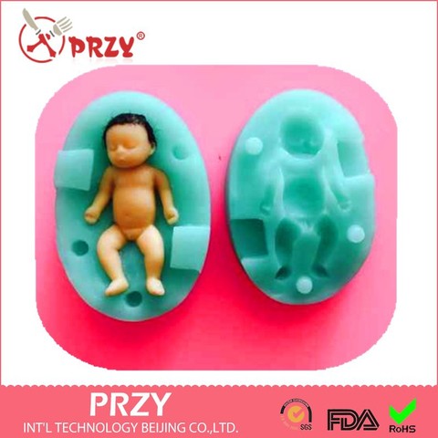 PRZY DIY 3d Baby Silicone Mold Fondant Cake Silicon Mold Cake Decoration silica gel Mold Sleeping Baby Mould F1873 ► Photo 1/6