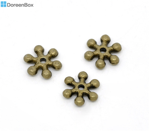 Doreen Box hot-  300 Bronze Tone Snowflake Spacer Beads Findings 8x2mm (B12770) ► Photo 1/1