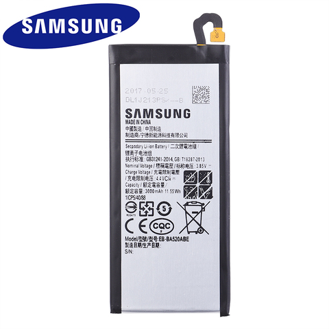 100% Original Replacement Battery EB-BA520ABE For Samsung 2017 Edition GALAXY A5 SM-A520F A520F Authentic Battery 3000mAh ► Photo 1/3