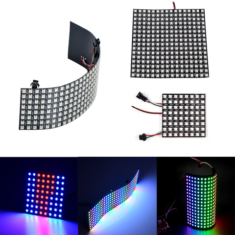 WS2812b Led Panel Chip 8x8 8x32 16x16 Pixels WS2812 SK6812 RGB Full Color Individually Addressable Digital Flexible Panel Screen ► Photo 1/6