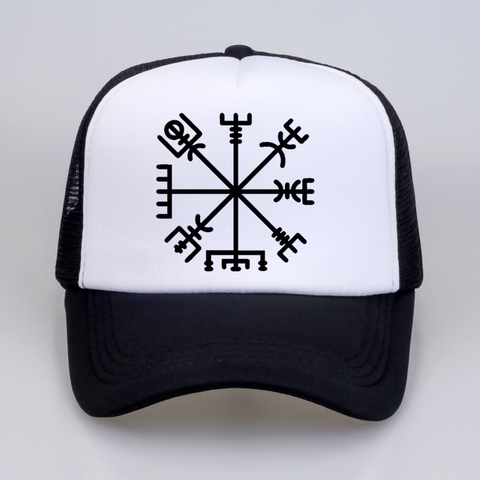 Summer Men Women Fashion VEGVISIR Old Norse Runes Hat Men Print Letters Viking Rune Circle With Odin'S baseball cap Hats ► Photo 1/1