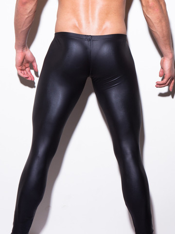 Sexy Men Low-rise U Bulge Pouch Night Club Stage Performance Tights Bodywear Pants Men's Shiny Faux Leather Leggings Gay Wear ► Photo 1/6
