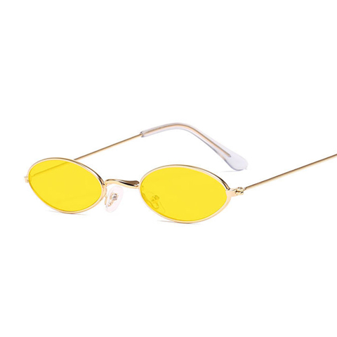 Vintage Small Oval Sunglasses Women Luxury Brand Black Gold Frame Sun Glasses Female Male Pink Yellow Shades Coulos ► Photo 1/6