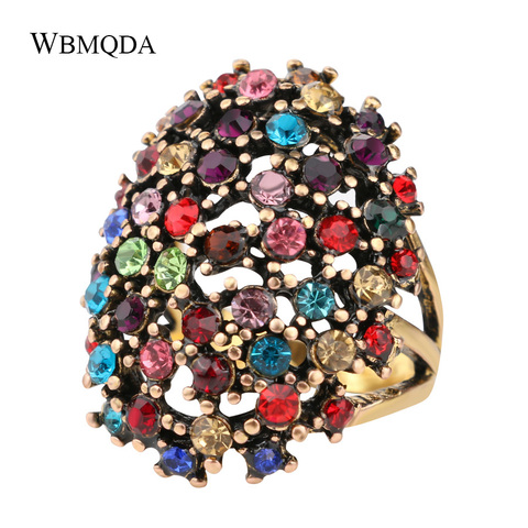 Hot Vintage Bohemian Statement Jewelry Fashion Big Colored Crystal Ring Gold Love Engagement Wedding Rings For Women Accessories ► Photo 1/1