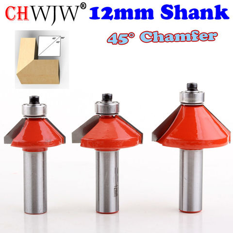 1Pc 12mm Shank 45 Degree Chamfer & Bevel Edging Router Bit Horse Nose Bit with bearing Wood Cutting Tool woodworking router bits ► Photo 1/5