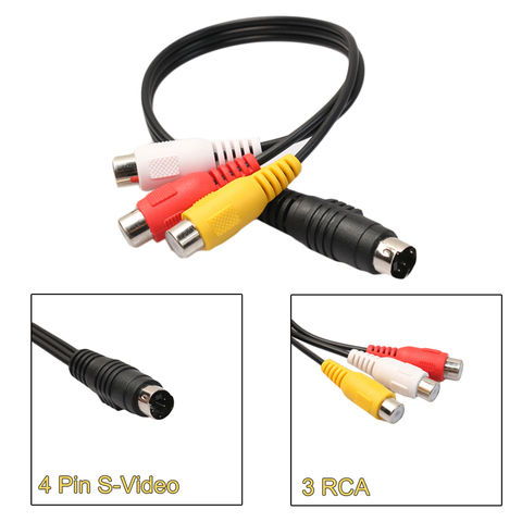 Audio Cable 4 Pin S-Video to 3 RCA Female TV Adapter Cable for Laptop with Female RCA Port and 4 Pin S-Video Port ► Photo 1/6