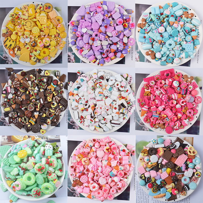10pcs Slime Charms With Sweets Candy Sugar Resin Flatback Of Slime Beads  For Ornament Scrapbook DIY Crafts - AliExpress