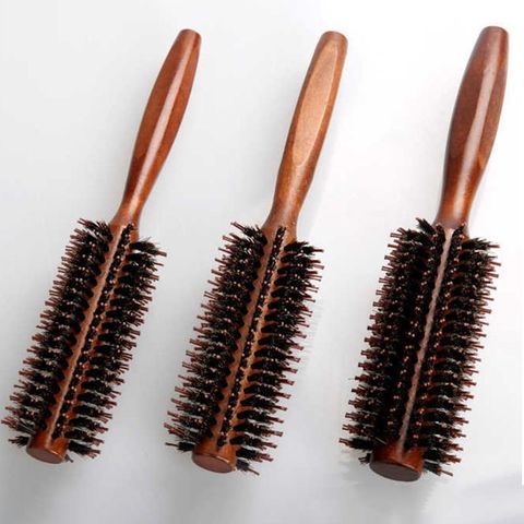 6 Types Straight Twill Hair Comb Natural Boar Bristle Rolling Brush Round Barrel Blowing Curling DIY Hairdressing Styling Tool ► Photo 1/6