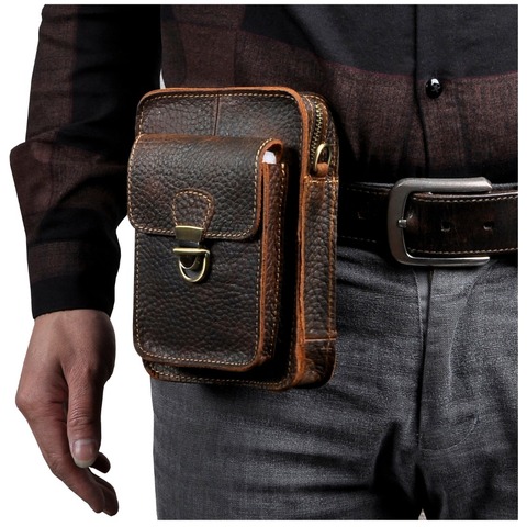Quality Leather Men Multifunction Casual Design Small Messenger Shoulder Bag Fashion Waist Belt Bag 6