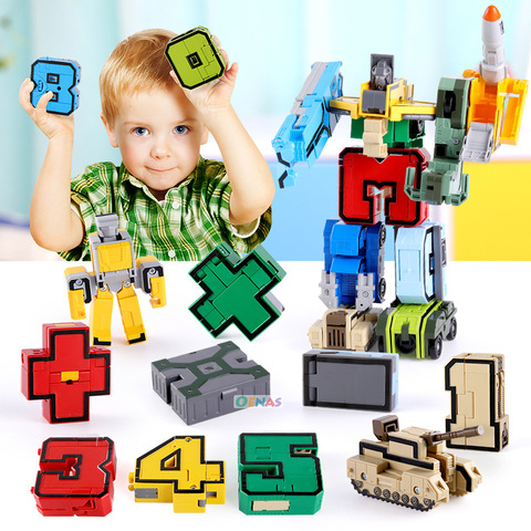 15 in 1 Educational Assembling Building Blocks GUDI Action Figure Transformation Robots number deformation Toys for children ► Photo 1/6