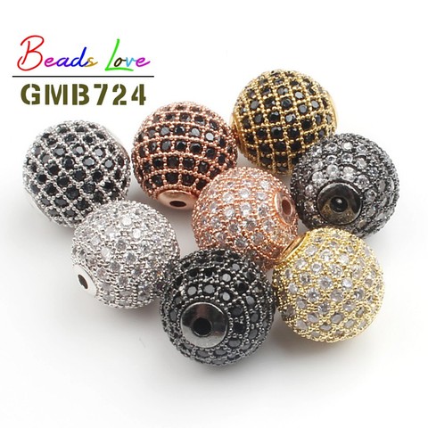 3pcs/lot CZ Spacer Round Bead 4mm 6mm 8mm 10mm 12mm Brass Micro Pave Cubic Zirconia Beads for Jewelry Making Diy Charms Bracelet ► Photo 1/6