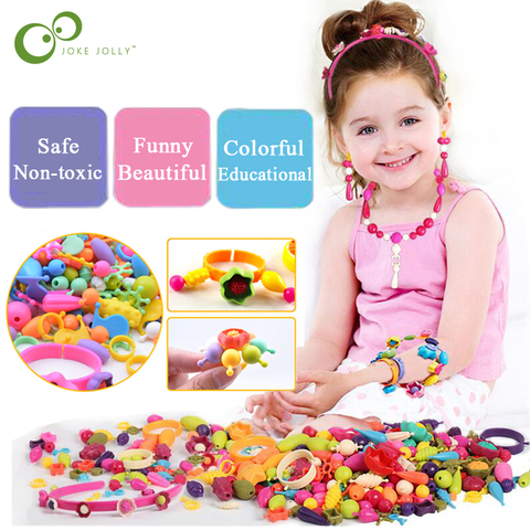 Pop-Arty Beads Snap-Together for Kid Jewelry Fashion Kit DIY Necklace and Bracelet Crafts Birthday Toy Gifts GYH ► Photo 1/6