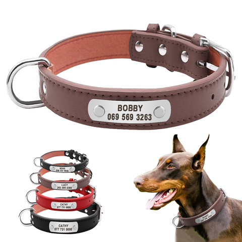 Large Durable Personalized Dog Collar PU Leather Padded Pet ID Collars Customized for Small Medium Large Dogs Cat 4 Size ► Photo 1/6