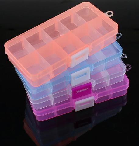 New 10 Slots Cells Colorful Portable Jewelry Tool Storage Box Container Ring Electronic Parts Screw Beads Organizer Plastic Case ► Photo 1/6