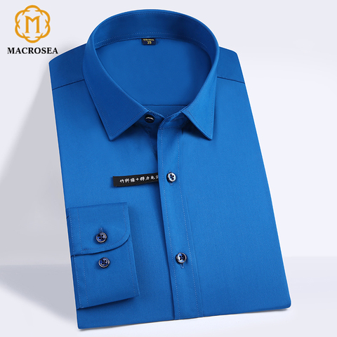 High Quality Classic Style Bamboo Fiber Men Dress Shirt Solid Color Men's Social Shirts Office Wear Easy Care(Regular Fit) ► Photo 1/6