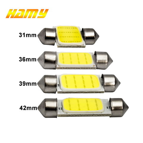 1x C10W C5W LED COB Festoon 31mm 36mm 39mm 41/42mm 12V White bulbs for cars License plate Interior Reading Light 6500K 12SMD ► Photo 1/6