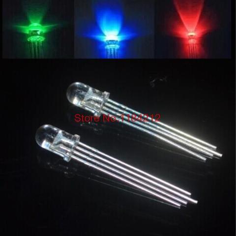 10 pcs/Lot 5mm 4 Pin RGB LED Tri-color RGB Diffused LED Highlight Full-Color Water Clear Common Anode Wholesale Dropshipping ► Photo 1/1