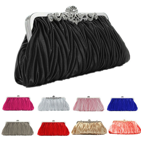 Women Lady Satin Crystal Bridal Handbag Clutch Party Wedding Purse Evening Bag ► Photo 1/1