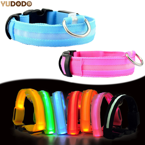 Nylon LED Pet Dog Collar,Night Safety Flashing Glow In The Dark Dog Leash,Dogs Luminous Fluorescent Collars Pet Supplies ► Photo 1/6