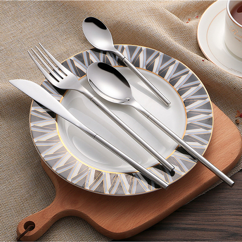 18/10 Stainless Steel Dinnerware Set 24-piece Korean Style Luxury Solid Silver Cutlery Set Top Knifes Tablespoons Forks for Food ► Photo 1/6