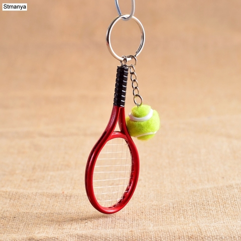 Hot SALE Mini Tennis Racket Pendant Keychain Keyring Key Chain Ring Finder Holer Accessories For Lover's Day Gifts #17162 ► Photo 1/6