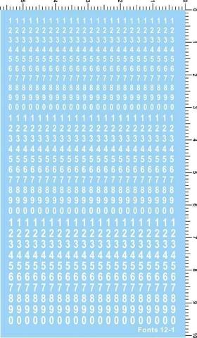 Different Scales Font Arial Narrow Numbers Model Kit Water Slide Decal White ► Photo 1/1