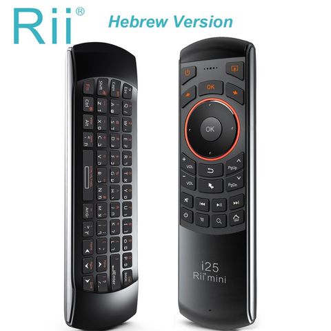 Rii mini i25 Hebrew Keyboard Fly Mouse Remote Control with Programmable Key For Smart TV Android TV Box Fire TV ► Photo 1/6