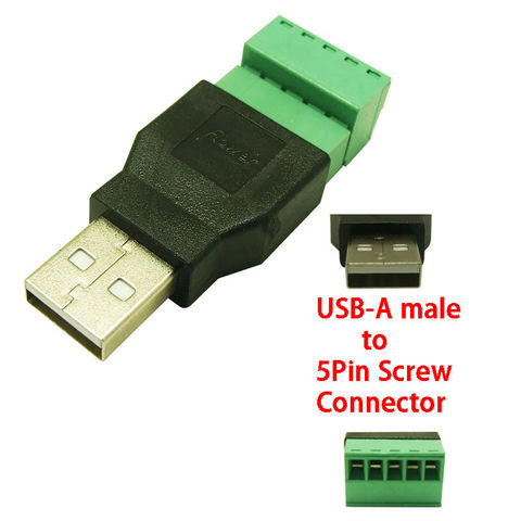 1Pcs USB male to screw connector USB plug with shield connector USB Adapter USB2.0 type A to screw terminal ► Photo 1/6