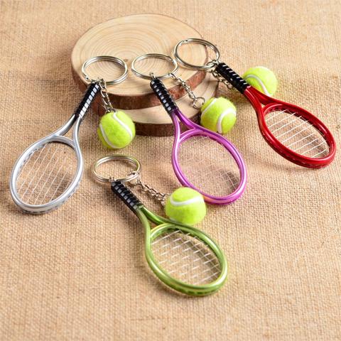 Cute Sport Mini Tennis Racket Pendant Keychain Keyring Key Chain Ring Finder Holer Accessories Gifts for Teenager Fan #1-17162 ► Photo 1/6