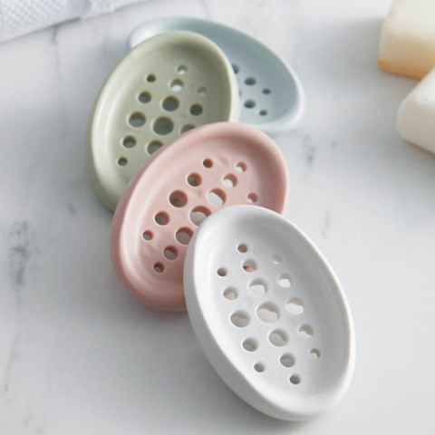 Shower Soap Box Draining Soap Holder Draining Tool Non-slip Bath Accessories Kitchen Gadgets 1PC Silicone Hollow Soap Dish ► Photo 1/6