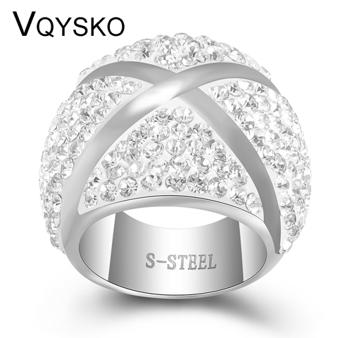Wholesale 316L Stainless Steel Ring With X Design Fashion Crystal Jewelry Women Gift Wedding Rings For Party Accessories ► Photo 1/6