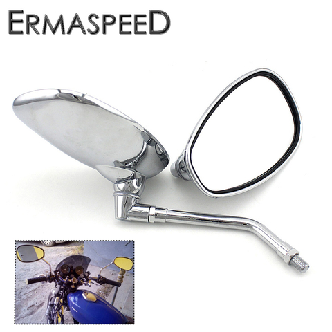 Universal 10mm Chrome Motorcycle Side Mirror Rear View Mirrors for Suzuki Harley Cafe Racer Scooter Motorbike Accessories ► Photo 1/6