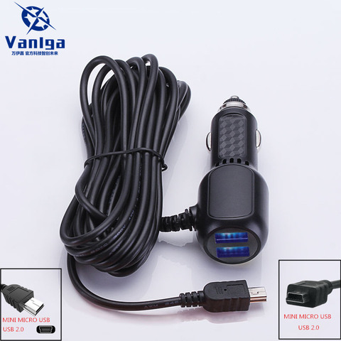 3.5meter 5V 2.1A Curved mini USB Car Charger with 2 USB Port for Car DVR Camera GPS Video Recorder, input DC 8V-36V ► Photo 1/6