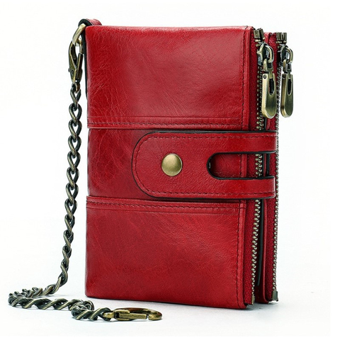 High Quality Genuine Cow Leather Women Wallet Female Red Color Coin Purse Small Portomonee Zipper and Money Bag Lady Card Holder ► Photo 1/6