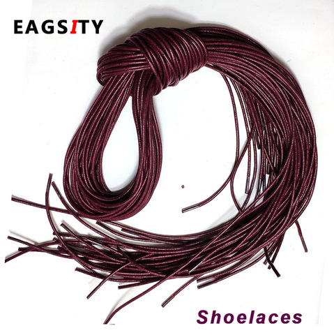 EAGSITY waxed effect round shoelace 100% cotton black length 110cm 120cm wine red Thin Shoelaces for leather shoes Bootlaces ► Photo 1/6