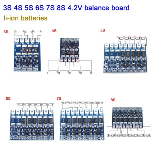 3S 4S 5S 6S 7S 8S 4.2v li-ion batteries balancer board lithium balncing full charge battery balance board 3.7V cells ► Photo 1/5